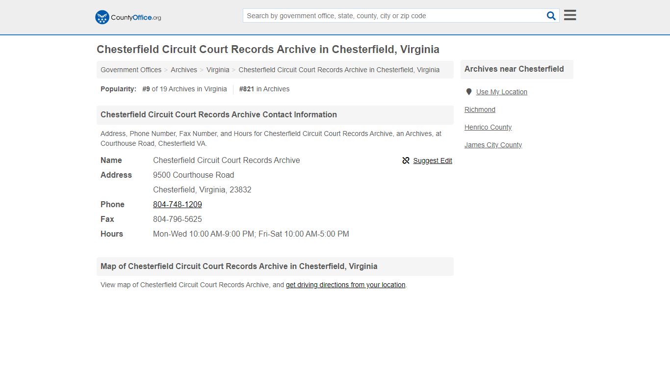 Chesterfield Circuit Court Records Archive - Chesterfield, VA (Address ...