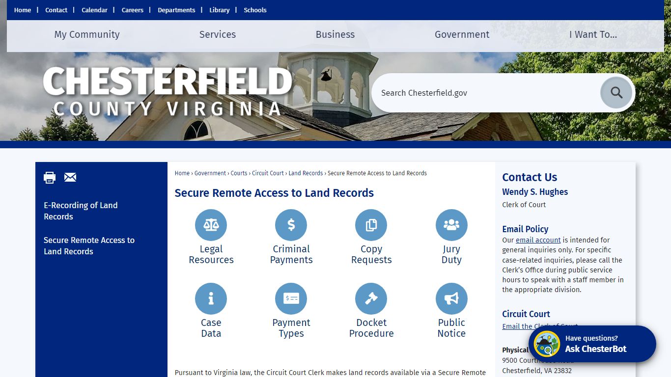 Secure Remote Access to Land Records | Chesterfield County, VA